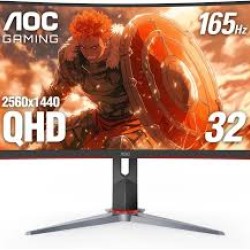 AOC CQ32G3SE 31.5" 2560 x 1440 (2K) VA 165Hz 1ms HDMI 2.0 \ DP 1.2 Curved Gaming Monitor With HDR & AMD Freesync Premuim