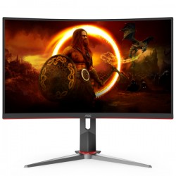 AOC C27G2Z 27" Curved Frameless Ultra-Fast Gaming Monitor, FHD 1080p, 0.5ms 240Hz, FreeSync, HDMI/DP/VGA, Height Adjustable, 3-Year Zero Dead Pixel Guarantee, Black, Xbox PS5 Switch NTC